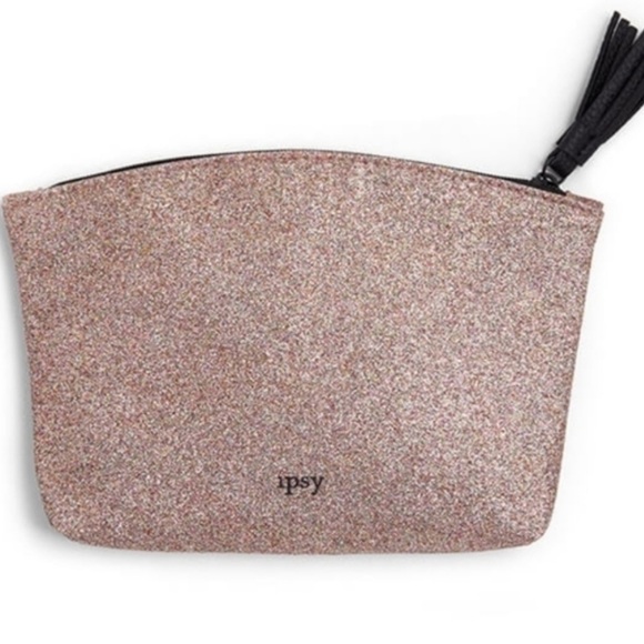 ipsy Handbags - 3/$10 Ipsy Glam Bag New May 2019 Rose Gold Pink Sparkling Glitter Cosmetic Bag